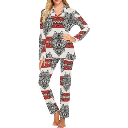 Native Indian Wolf Women's Long Pajama Set
