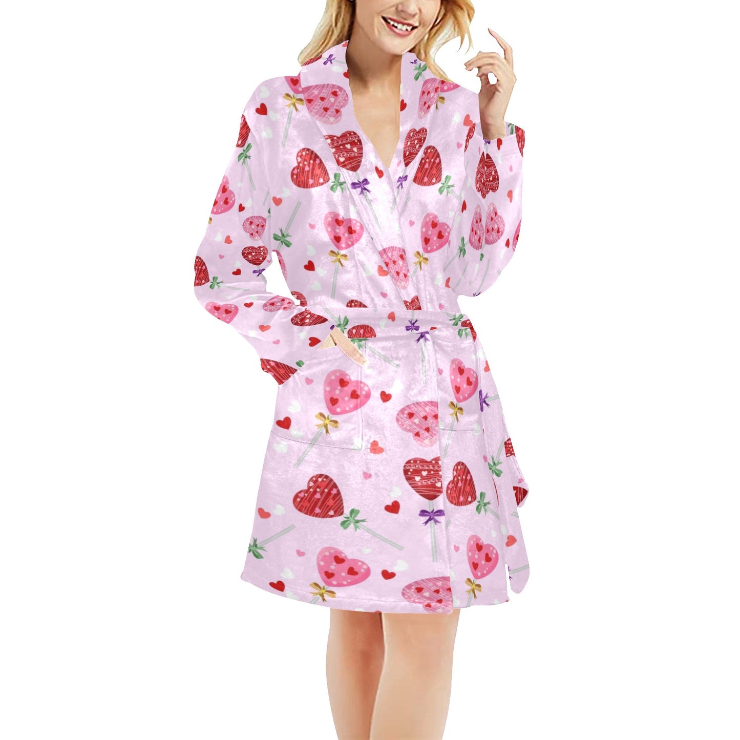 Lollipop Pattern Print Design LL07 Women's Fleece Robe