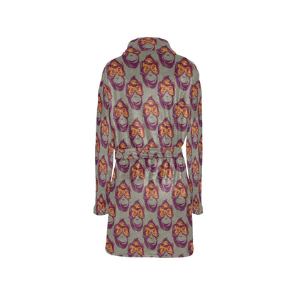 Chimpanzee Pattern Print Design 02 Women's Fleece Robe