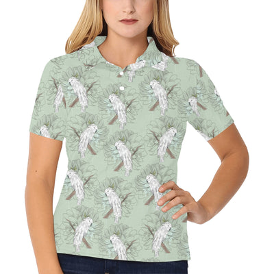 Cockatiel Pattern Print Design 01 Women's Polo Shirt