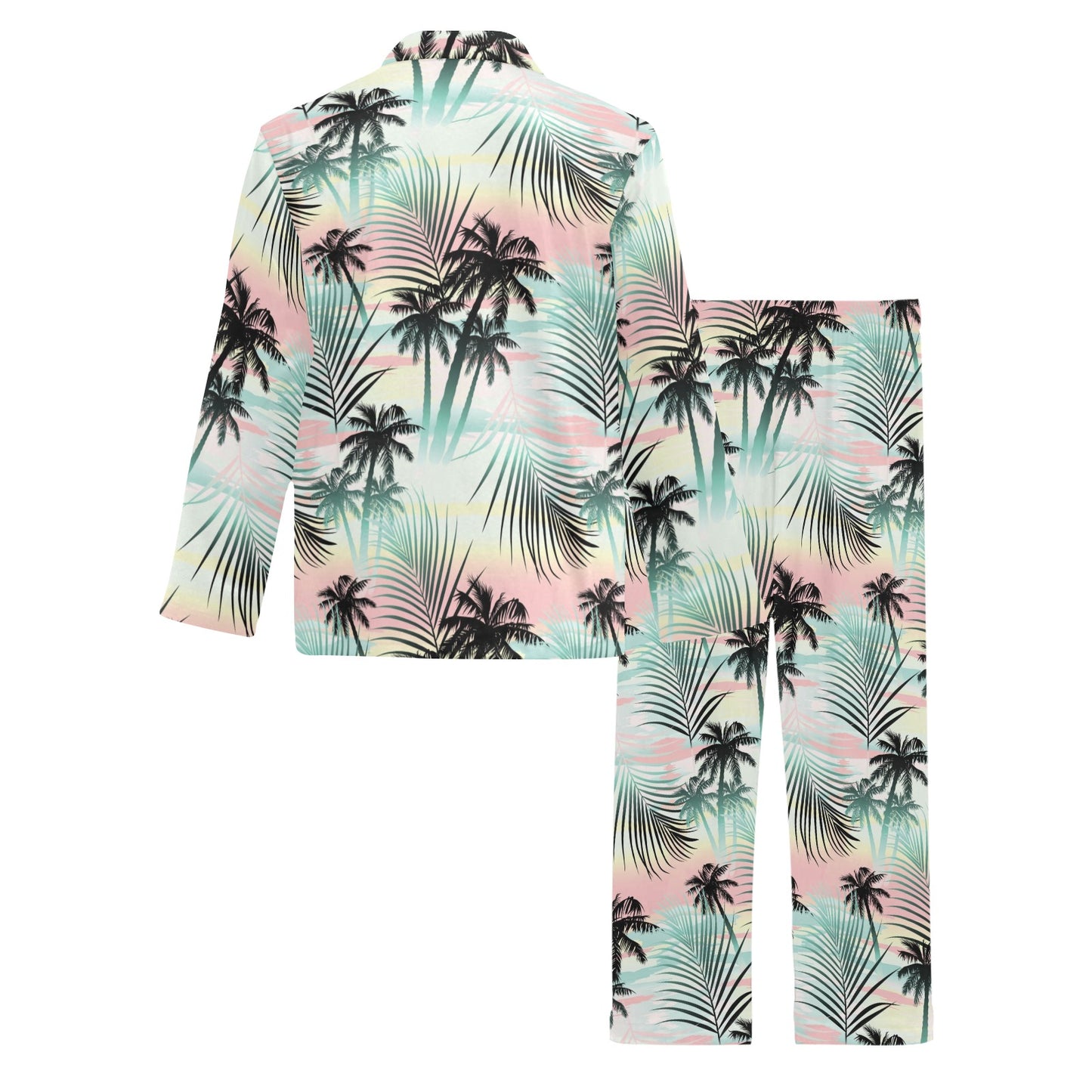 Palm Tree Pattern Print Design A03 Men's Long Pajama Set