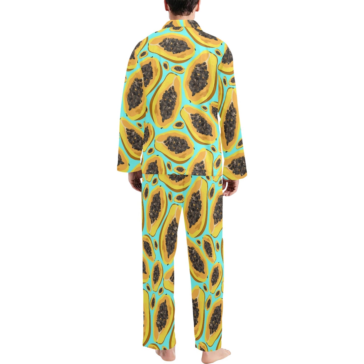 Papaya Pattern Print Design PP03 Men's Long Pajama Set