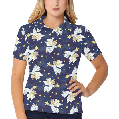 Angel Pattern Print Design 06 Women's Polo Shirt