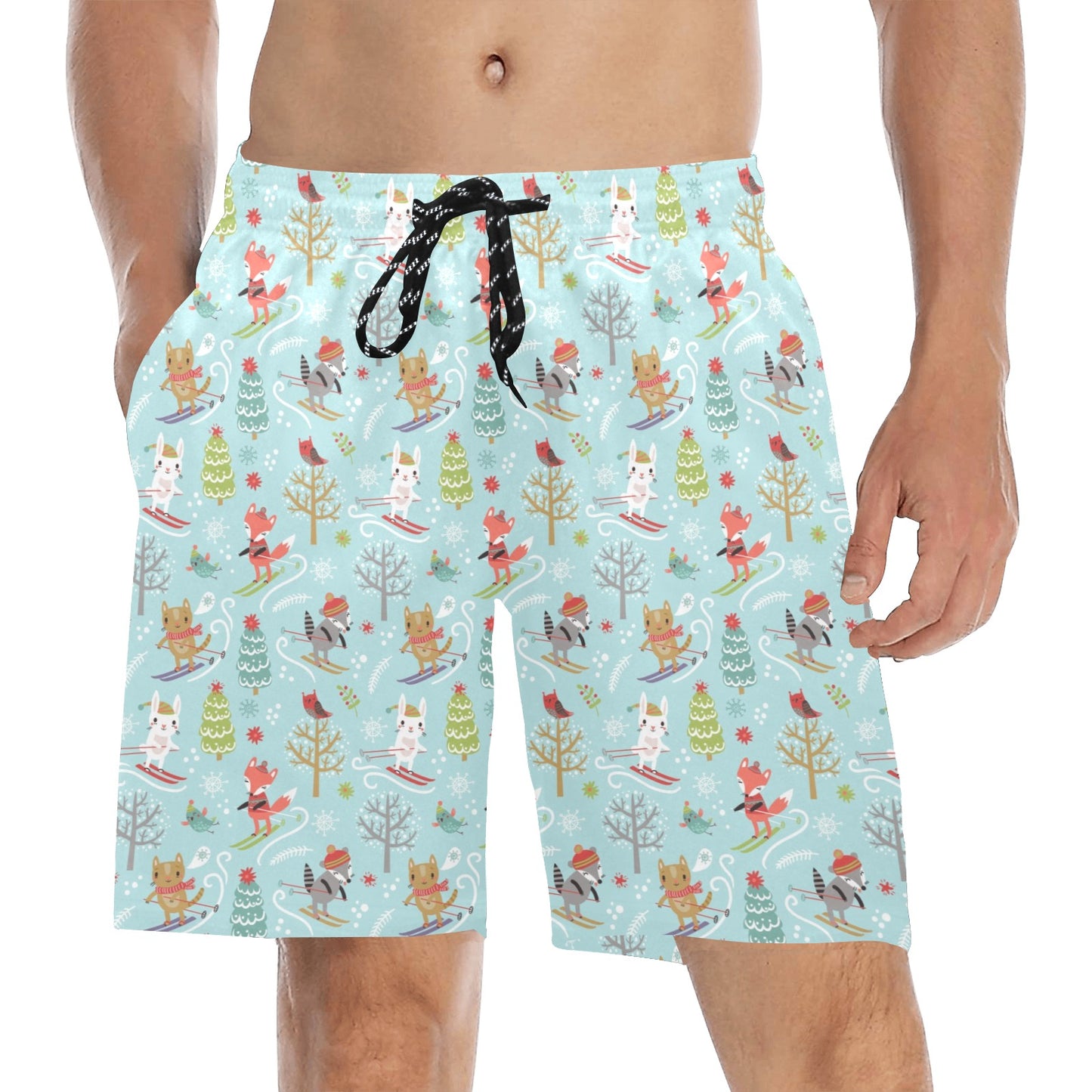 Ski Fox Cute Print Design LKS303 Men's Swim Trunks Beach Shorts