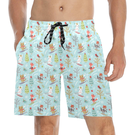 Ski Fox Cute Print Design LKS303 Men's Swim Trunks Beach Shorts