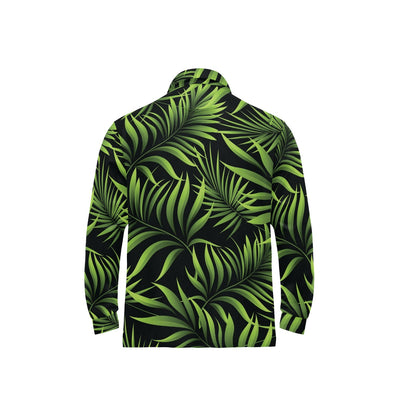 Palm Leaves Pattern Print Design PL07 Long Sleeve Polo Shirt For Men's