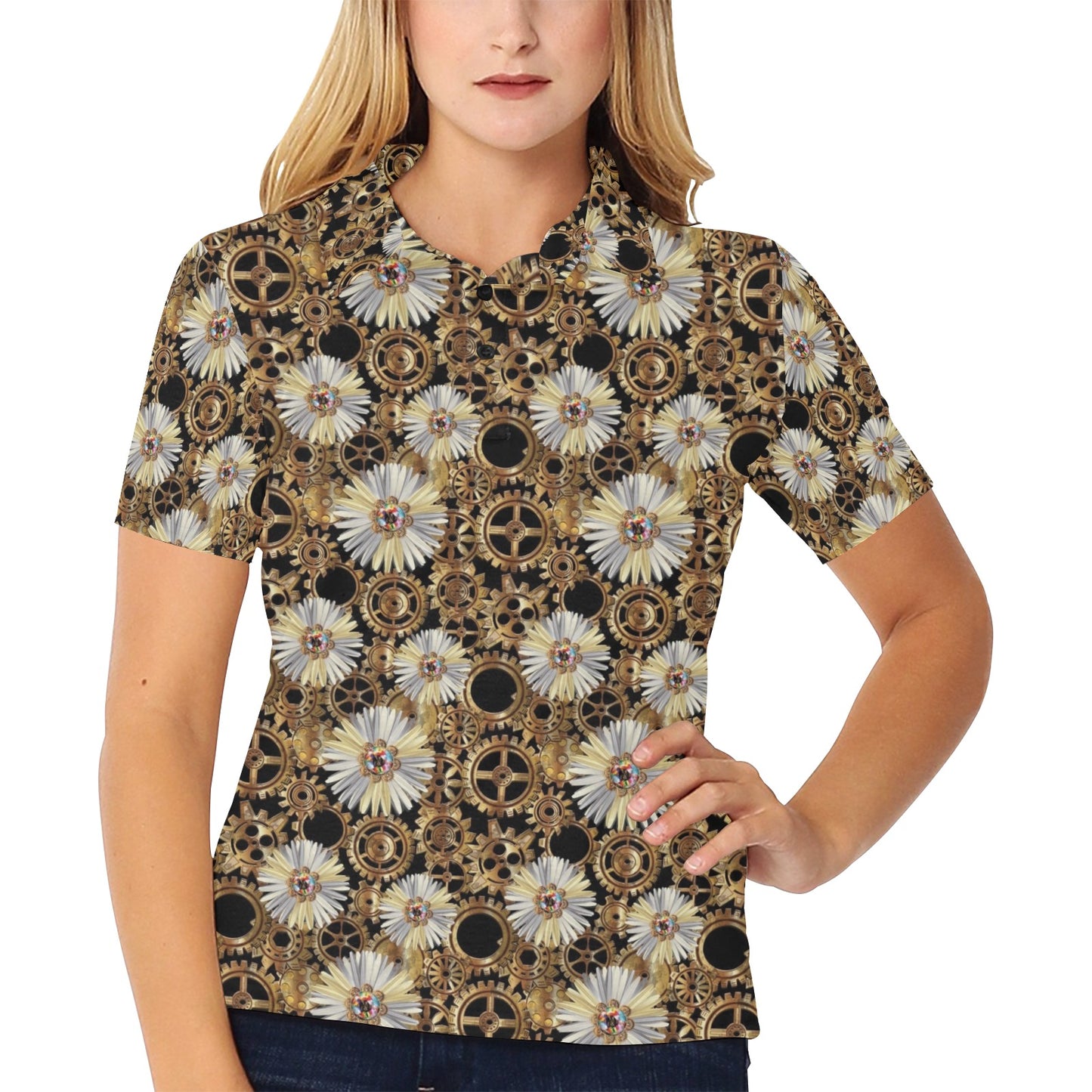 Steampunk Print Design LKS305 Women's Polo Shirt