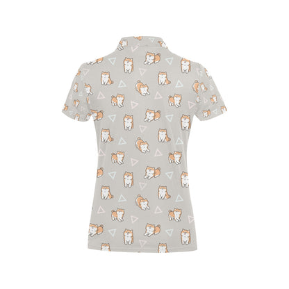 Shiba Inu Print Design LKS307 Women's Polo Shirt