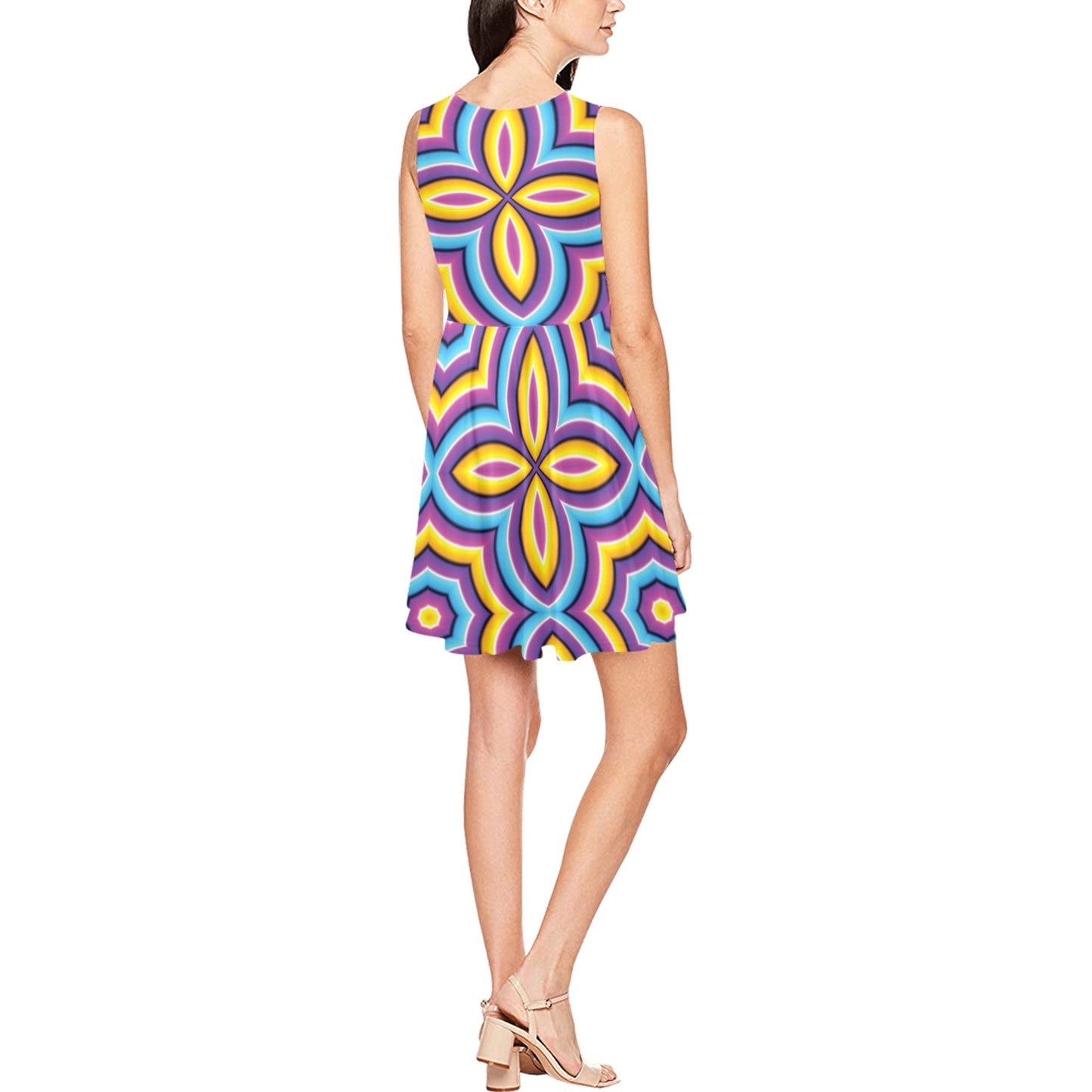 Optical illusion Pattern Print Design A03 Sleeveless Dress