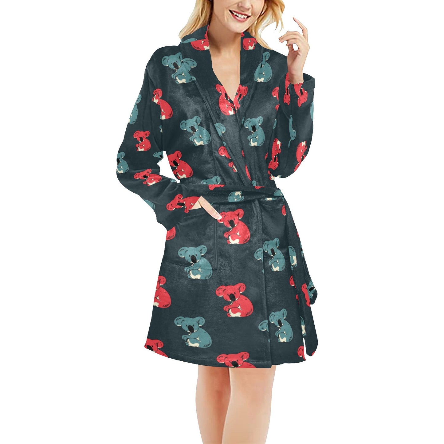 Koala Pattern Print Design 02 Women's Fleece Robe