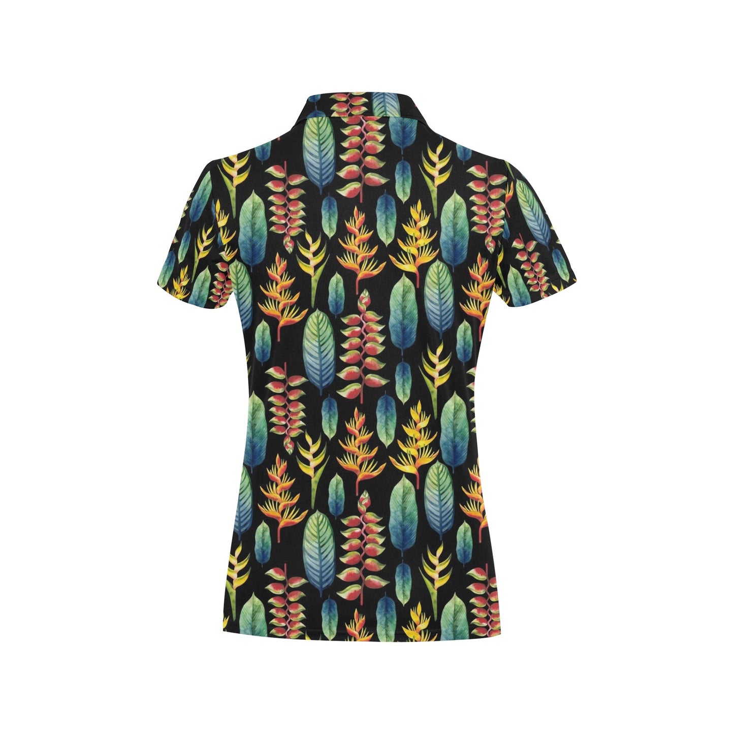 Heliconia Pattern Print Design HL03 Women's Polo Shirt