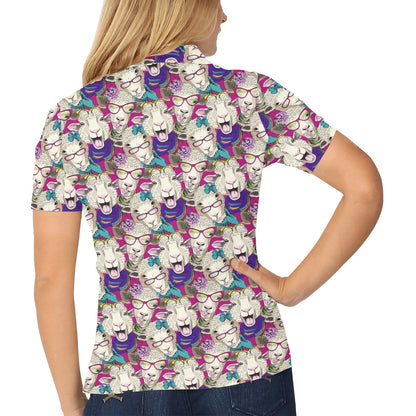 Sheep Print Design LKS403 Women's Polo Shirt