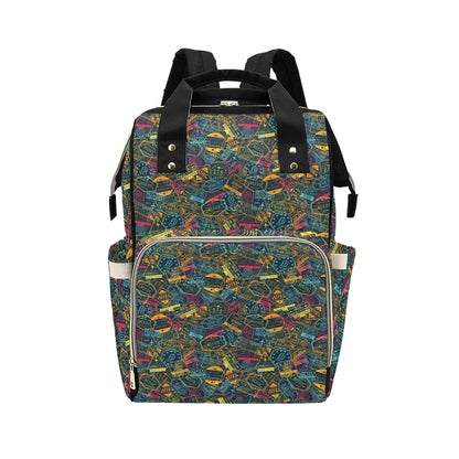 Travel Stamp Colorful Print Design LKS304 Diaper Bag Backpack