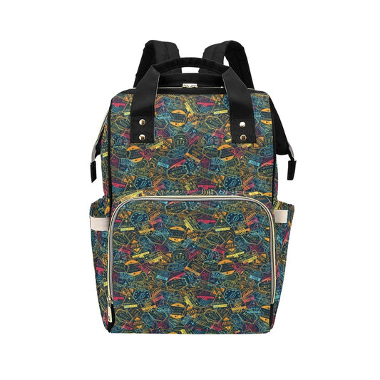 Travel Stamp Colorful Print Design LKS304 Diaper Bag Backpack