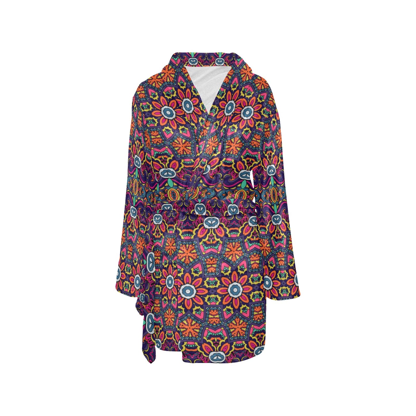 Ethnic Flower Style Print Pattern Women's Fleece Robe