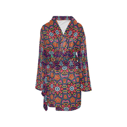 Ethnic Flower Style Print Pattern Women's Fleece Robe
