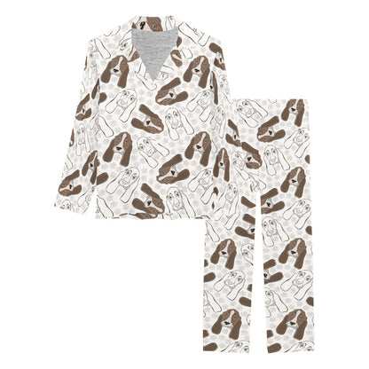 Basset Hound Pattern Print Design 01 Women's Long Pajama Set