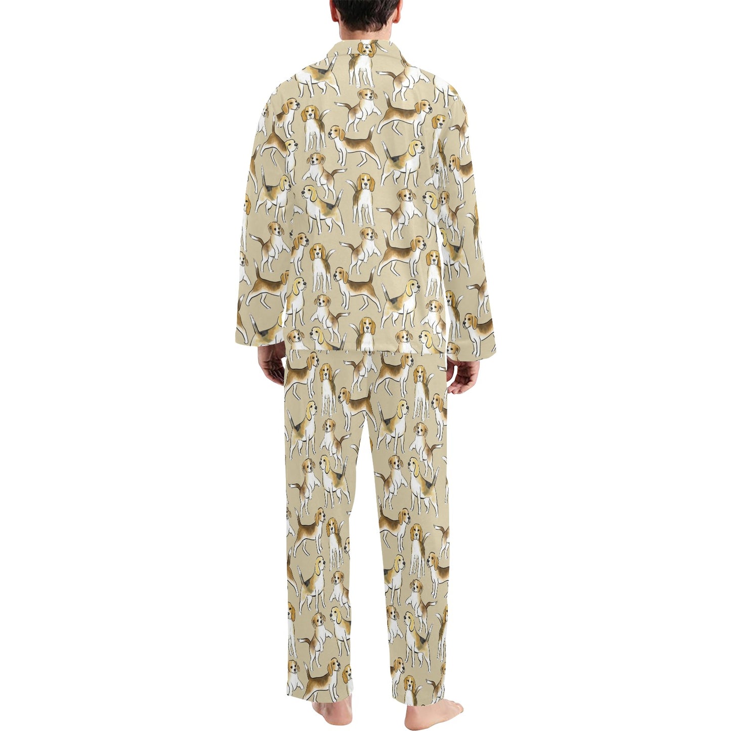 Beagle Pattern Print Design 04 Men's Long Pajama Set