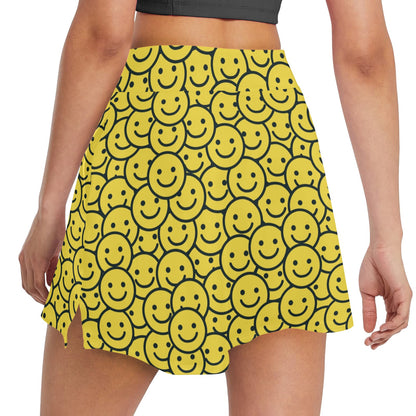 Smiley Face Emoji Print Design LKS302 17" Golf & Pickleball Skort with Pockets