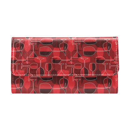 Wine Glass Print Design LKS301 Women's Trifold Wallet