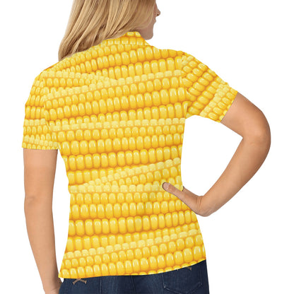 Agricultural Corn cob Pattern Women's Polo Shirt