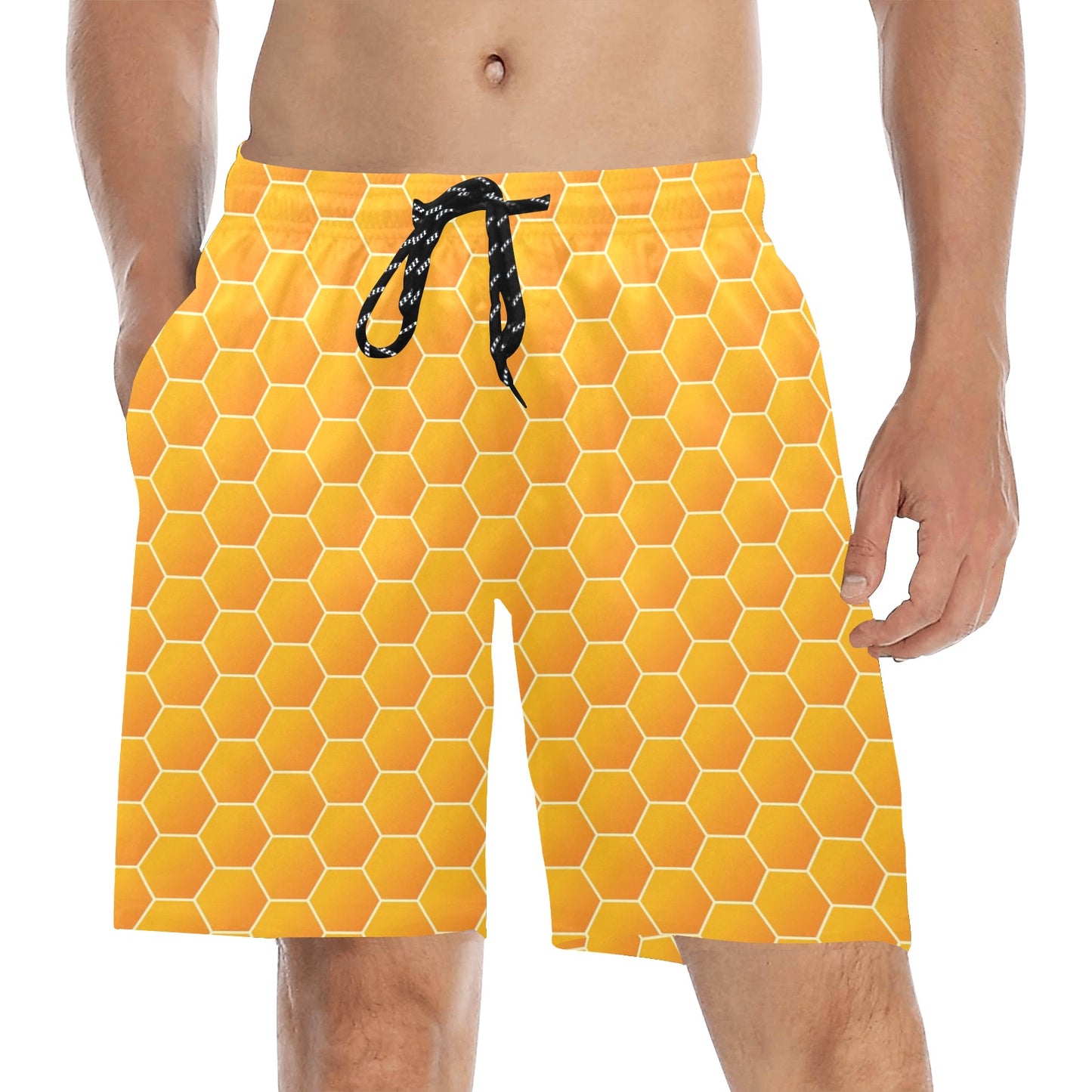 Honey Bee Honeycomb Print Design LKS3011 Men's Swim Trunks Beach Shorts