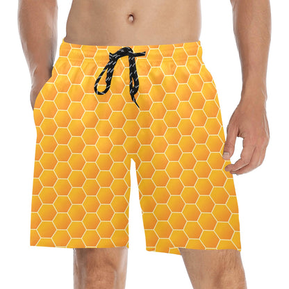 Honey Bee Honeycomb Print Design LKS3011 Men's Swim Trunks Beach Shorts
