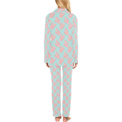 Bacon Pattern Print Design 04 Women's Long Pajama Set
