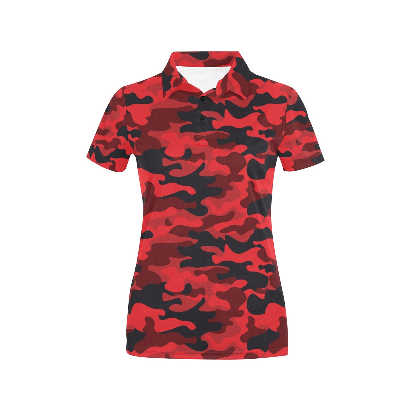 Camo Red Pattern Print Design 03 Women's Polo Shirt