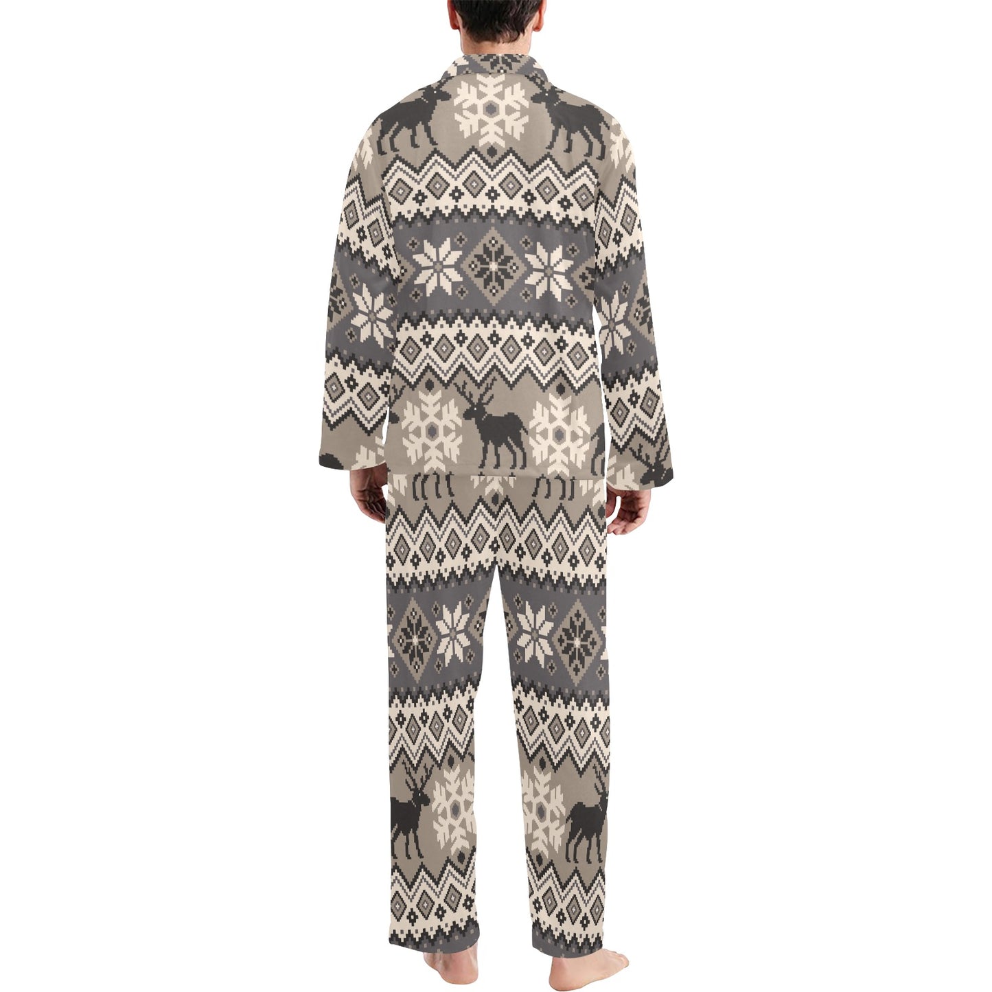 Nordic Pattern Print Design A01 Men's Long Pajama Set
