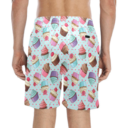 Cupcakes Fancy Heart Print Pattern Men's Swim Trunks Beach Shorts