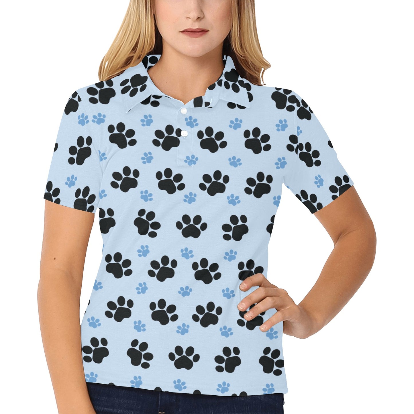 Paw Pattern Print Design A04 Women's Polo Shirt