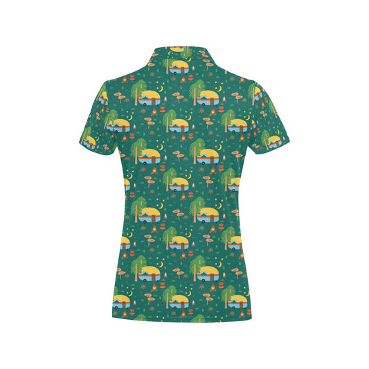 Camping Camper Pattern Print Design 06 Women's Polo Shirt