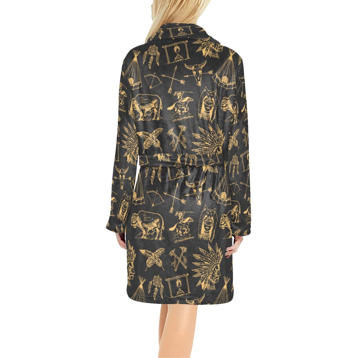 American indian Gold Style Women's Fleece Robe