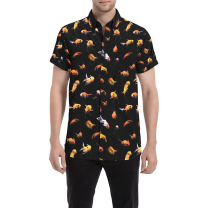 Goldfish Print Design LKS402 Men Short Sleeve Button Up Shirt