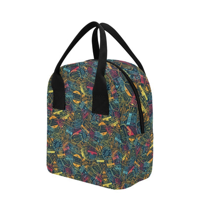 Travel Stamp Colorful Print Design LKS304 Insulated Lunch Bag