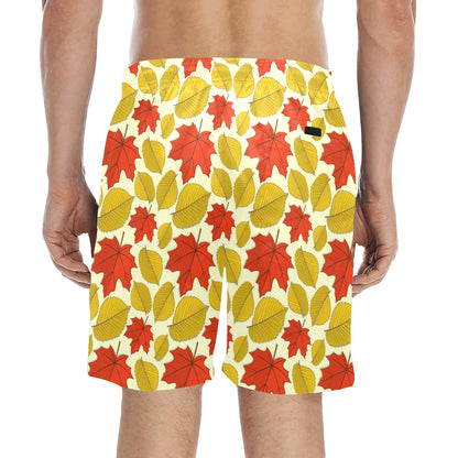 Elm Maple Leave Print Pattern Men's Swim Trunks Beach Shorts