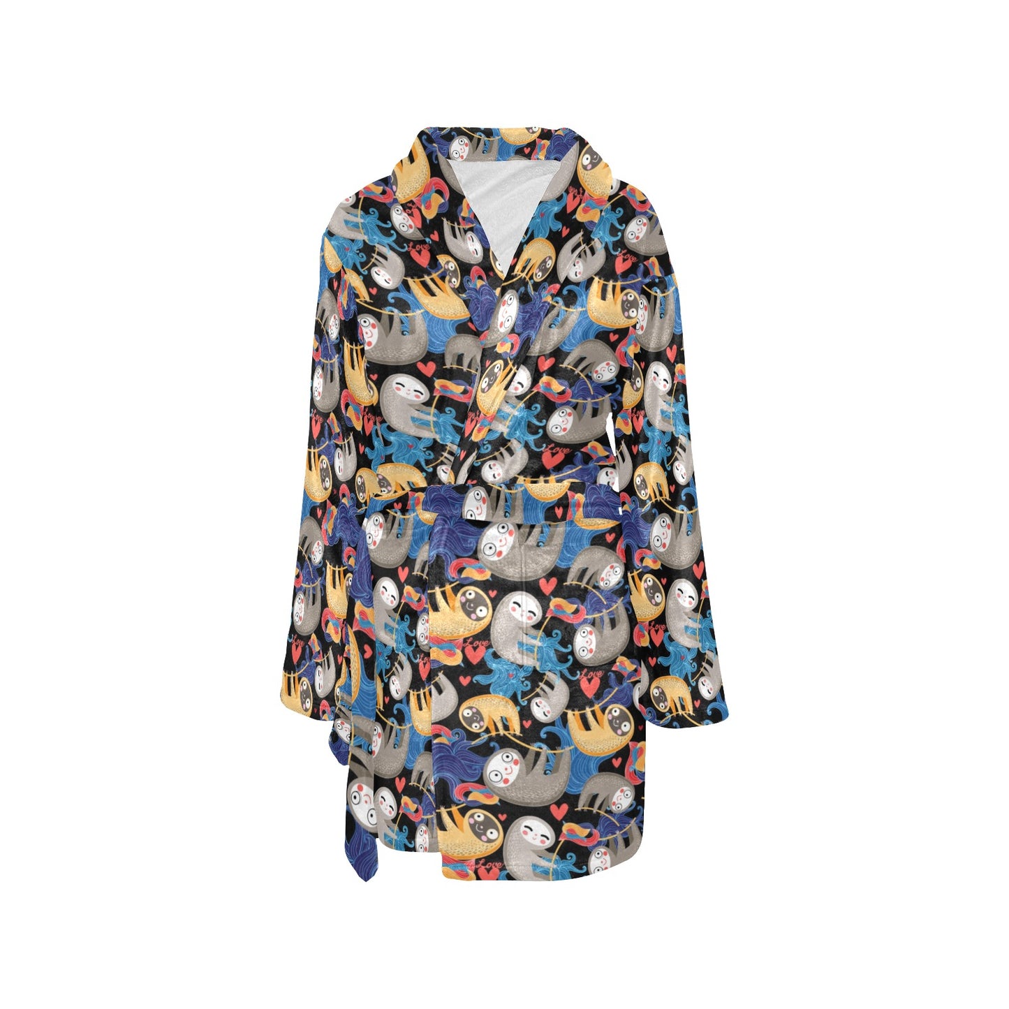 Sloth Cartoon Design Themed Print Women's Fleece Robe