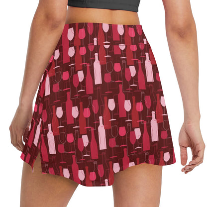 Wine Print Design LKS304 17" Golf & Pickleball Skort with Pockets