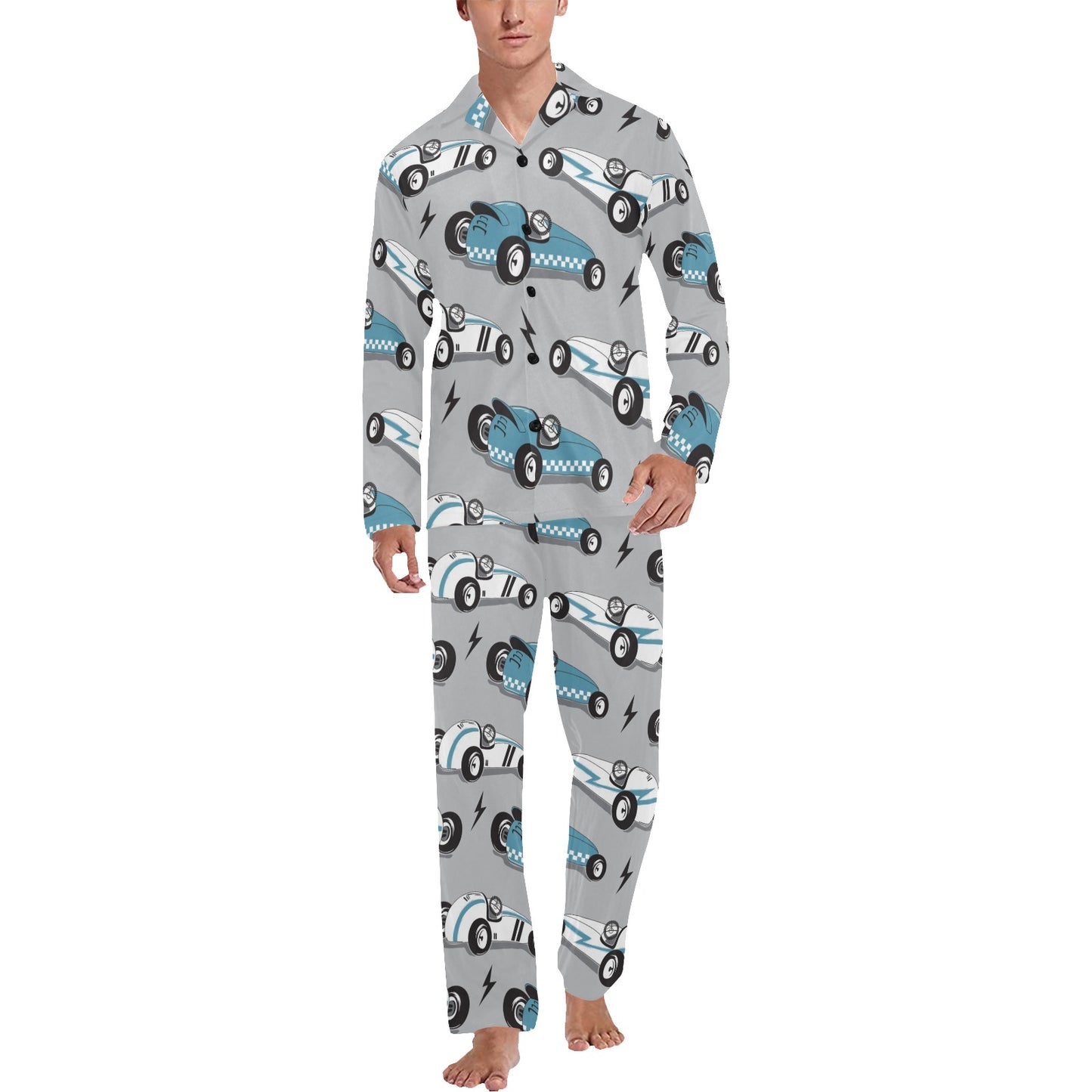 Racing Vintage Pattern Print Design A02 Men's Long Pajama Set