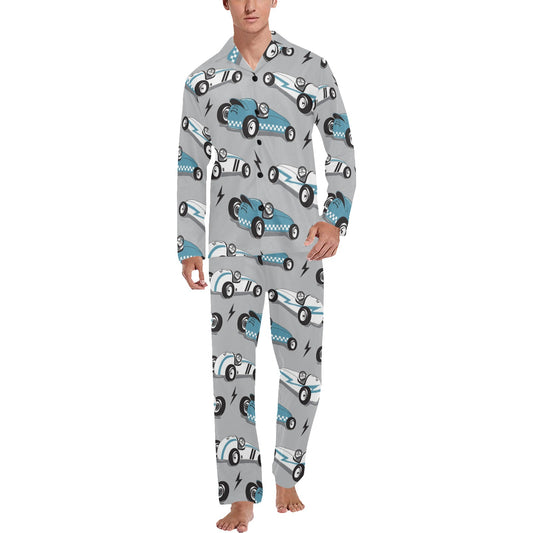 Racing Vintage Pattern Print Design A02 Men's Long Pajama Set