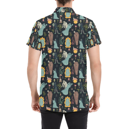 Creepy Print Design LKS303 Men Short Sleeve Button Up Shirt
