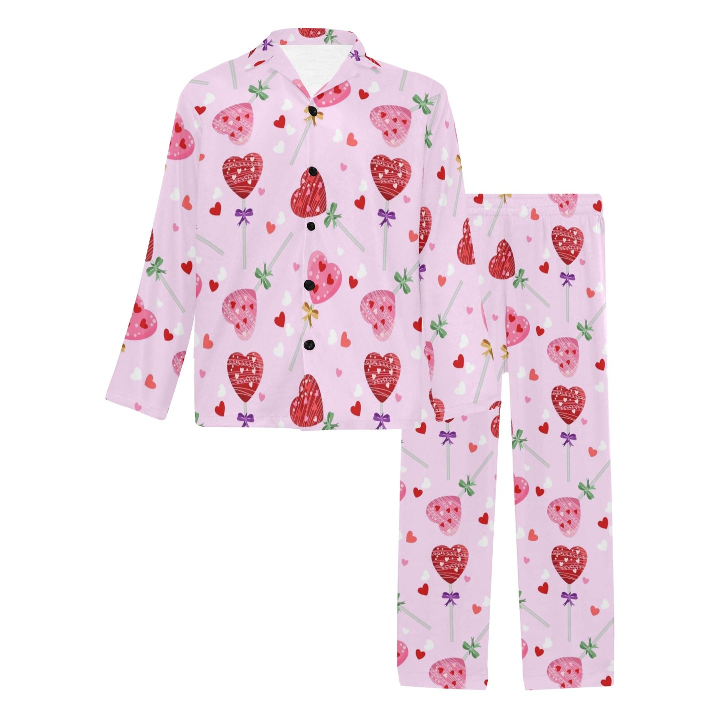 Lollipop Pattern Print Design LL07 Men's Long Pajama Set