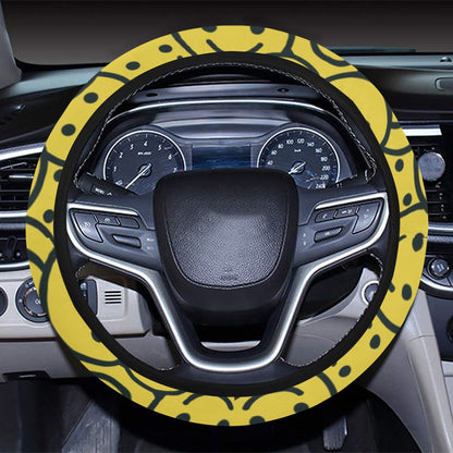 Smiley Face Emoji Print Design LKS302 Steering Wheel Cover with Elastic Edge