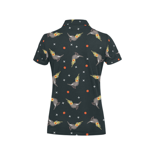 Cockatiel Pattern Print Design 02 Women's Polo Shirt