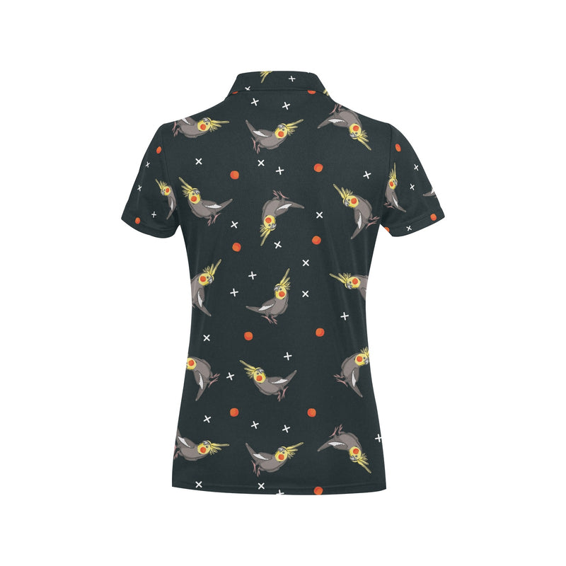 Cockatiel Pattern Print Design 02 Women's Polo Shirt