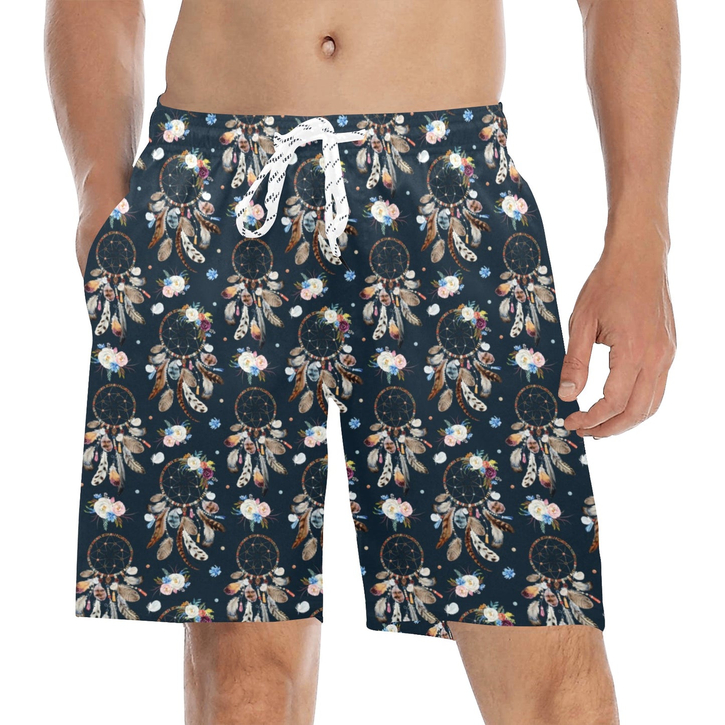 Dream Catcher Boho Floral Style Men's Swim Trunks Beach Shorts