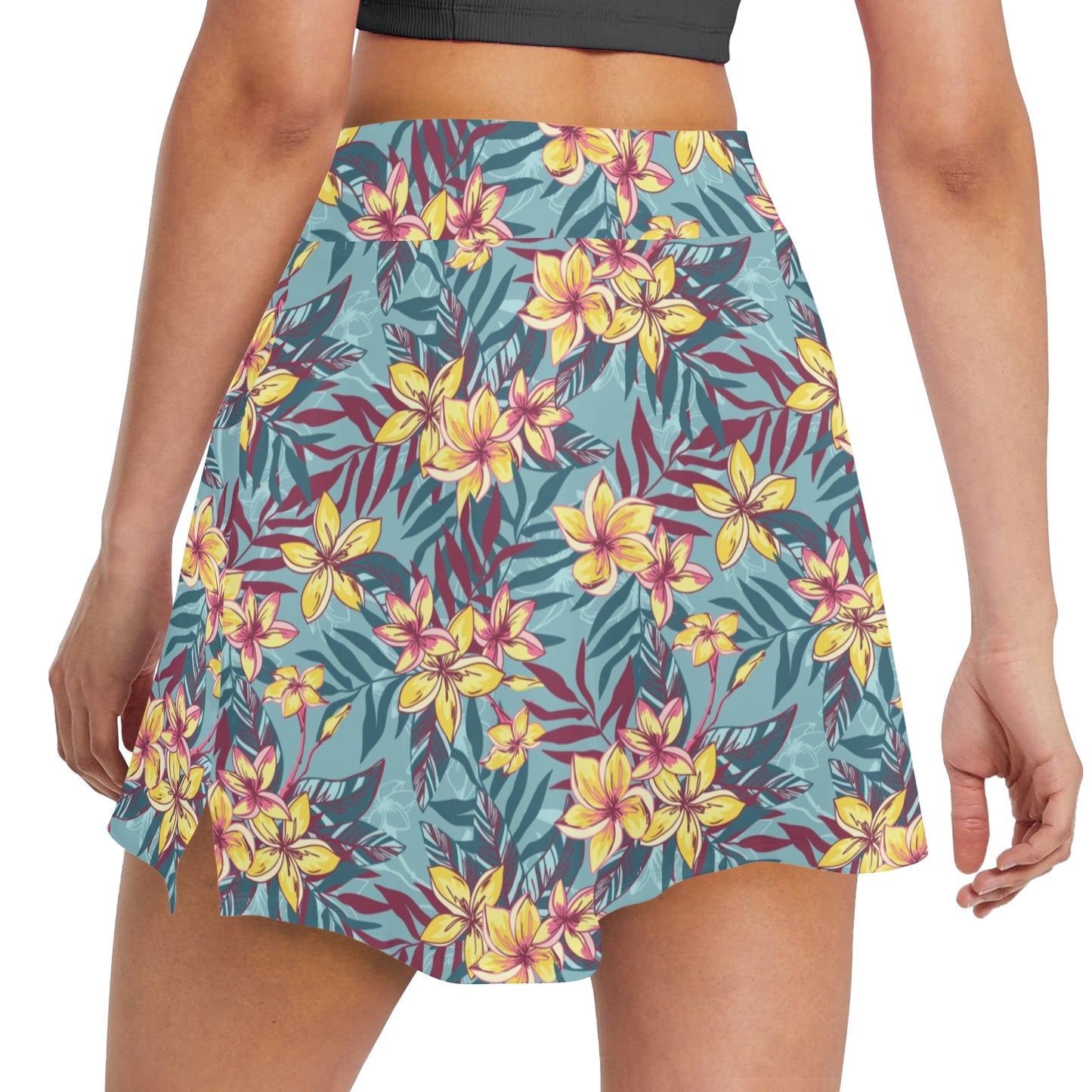 Summer Floral Print Design LKS304 17" Golf & Pickleball Skort with Pockets