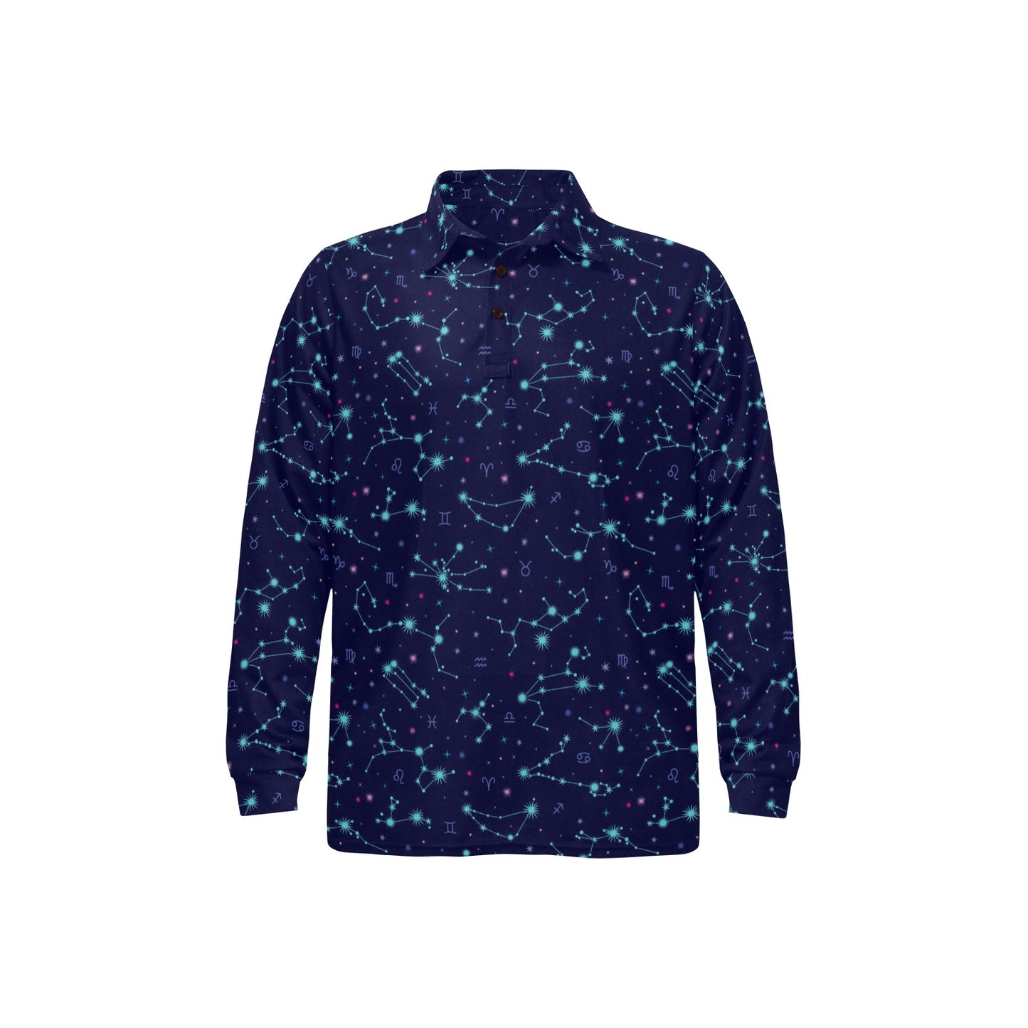 Constellation Pattern Print Design 01 Long Sleeve Polo Shirt For Men's