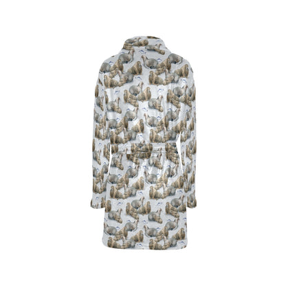 Walrus Print Design LKS401 Women's Fleece Robe